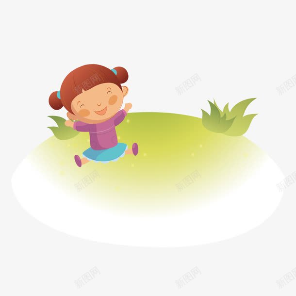 女孩在草地上玩耍矢量图ai免抠素材_88icon https://88icon.com 卡通 女孩 手绘 插画 玩耍 草地 矢量图