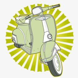 摩托车卡通摩托车抹茶绿素材