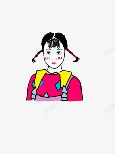 小辫姑娘png免抠素材_88icon https://88icon.com 两个小辫 亮色 夸张 女孩