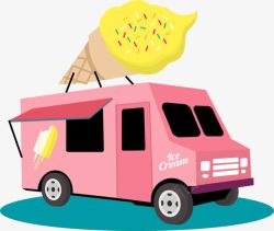 可爱粉红色冰淇淋车素材