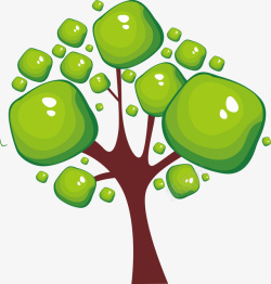 苹果绿色写意唯美树木生长矢量图素材
