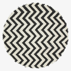 斑马黑白色花纹圆形地毯素材