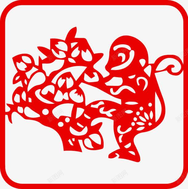 中国风剪纸十二生肖猴png免抠素材_88icon https://88icon.com 中国风 剪纸 十二生肖 猴