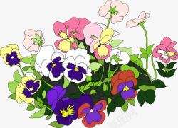 手绘彩色夏季花朵景观素材