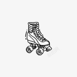 卡通手绘黑色的溜冰鞋素材