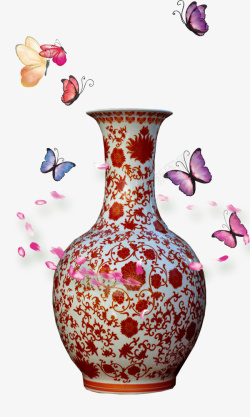 红釉瓷器花瓶素材
