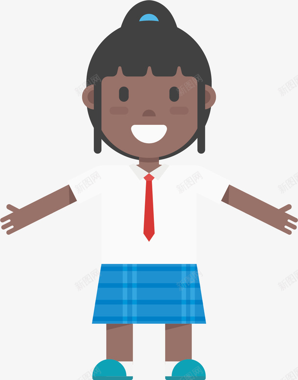 漂亮的外国女孩矢量图ai免抠素材_88icon https://88icon.com 卡通 外国 女孩 手绘 校服 红色 黑色 矢量图