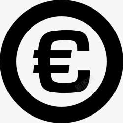 通用货币欧元符号一圈图标高清图片