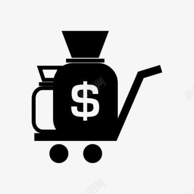黑色扁平手绘油桶美元标志图标图标