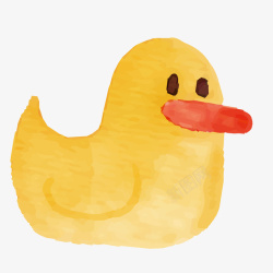 水彩手绘黄色的小鸭子矢量图素材
