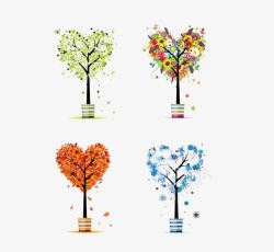四个爱心四个爱心树高清图片