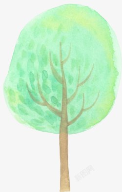 手绘绿树艺术海报素材