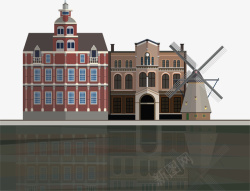 世界旅游荷兰建筑矢量图素材
