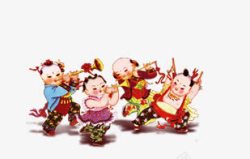 春节中国风年画小孩素材
