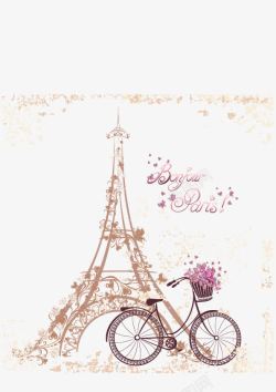 巴黎铁塔手绘埃菲尔铁塔浪漫巴黎素材