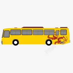 黄色质感大型公交车素材