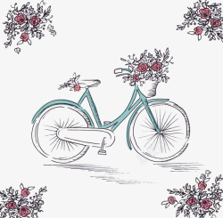 浪漫手绘自行车矢量图素材