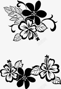 黑色花纹花边装饰素材