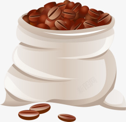 手绘棕色咖啡豆袋子素材