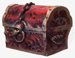 红色宝箱古风手绘素材