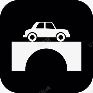 汽车桥车在桥上一个圆形的广场图标图标