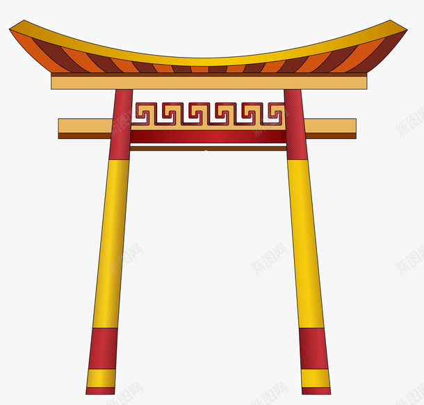 卡通手绘城楼png免抠素材_88icon https://88icon.com 中国风 卡通 古建筑 城楼 城牌 手绘 红色 黄色