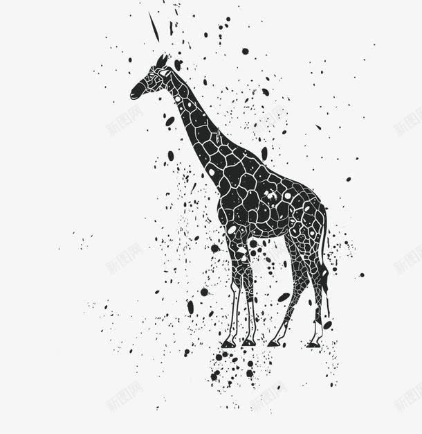 墨痕小鹿png免抠素材_88icon https://88icon.com 创意长颈鹿 动物 墨痕 长颈鹿 黑色