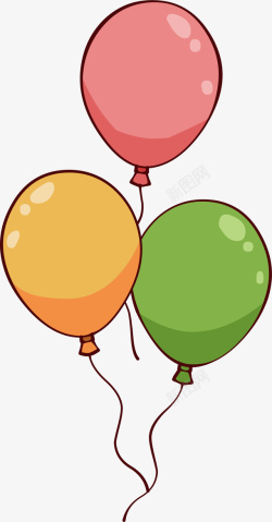 三只彩色气球矢量图素材
