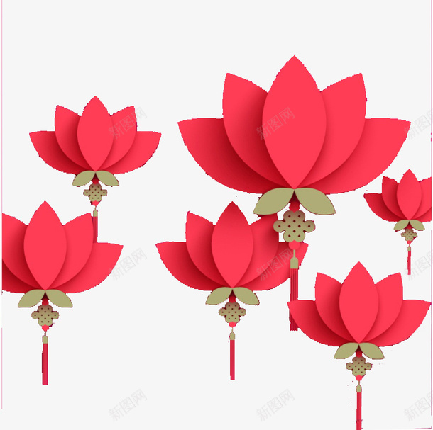 大小不同的花形状的灯笼效果元素psd免抠素材_88icon https://88icon.com 大小 灯笼 花形状