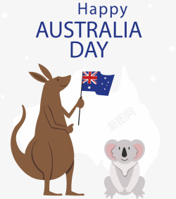 可爱袋鼠考拉澳大利亚日矢量图素材