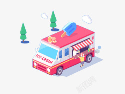 卡通冰淇淋车素材