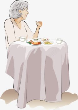 孤单的卡通人物吃饭的女人高清图片
