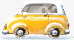扁平风格创意合成黄色的小汽车素材