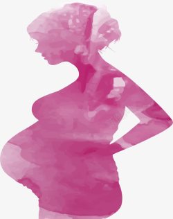 紫色手绘人物孕妇剪影素材