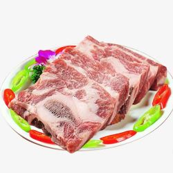 一盘五花肉肉排素材