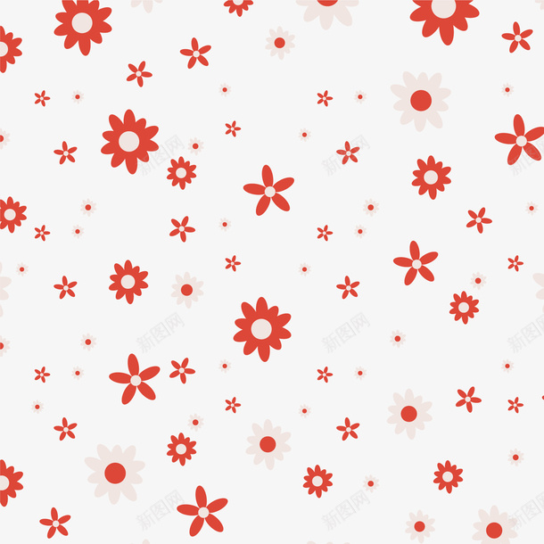 红色小花无缝背景矢量图ai免抠素材_88icon https://88icon.com 小花 无缝背景 红色 花卉 矢量图