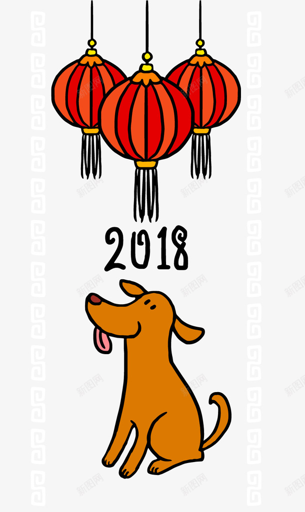 卡通狗年新年灯笼png免抠素材_88icon https://88icon.com 2018 小狗 新年装饰 春节灯笼 狗年装饰 红色灯笼