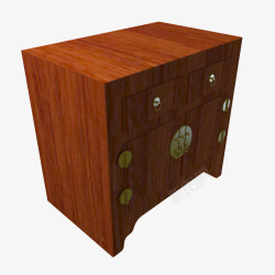 棕色方形中式柜子素材