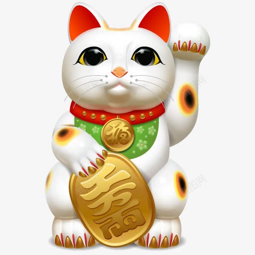 招财猫白色招财猫png免抠素材_88icon https://88icon.com 招财猫 白色