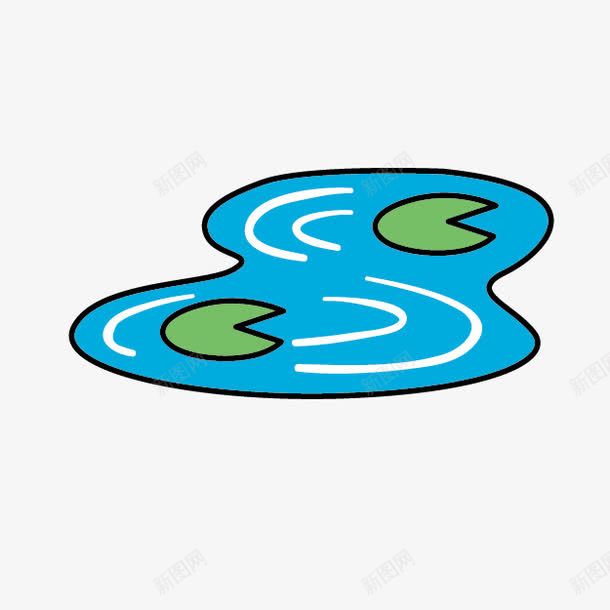 卡通蓝色池塘png免抠素材_88icon https://88icon.com 卡通池塘 手绘卡通 手绘池塘 蓝色池塘