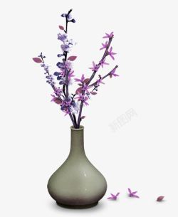 紫色清新花瓶装饰图案素材