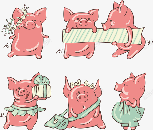 卡通猪矢量图eps免抠素材_88icon https://88icon.com 动物 卡通猪 猪 猪猪 矢量猪猪 矢量图