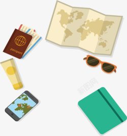 旅游地图护照海报矢量图素材