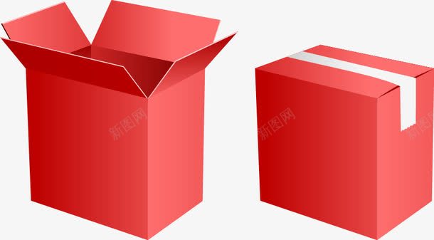 包装盒矢量图eps免抠素材_88icon https://88icon.com 免费矢量下载 包装盒 箱子 红色 矢量图
