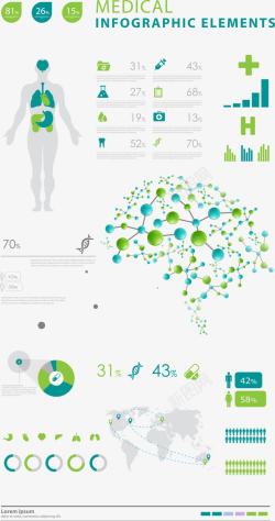 蓝绿色医疗信息数据分析图素材