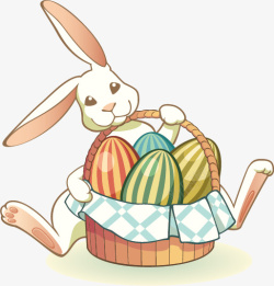 提着装吗食物的篮子的兔子矢量图素材