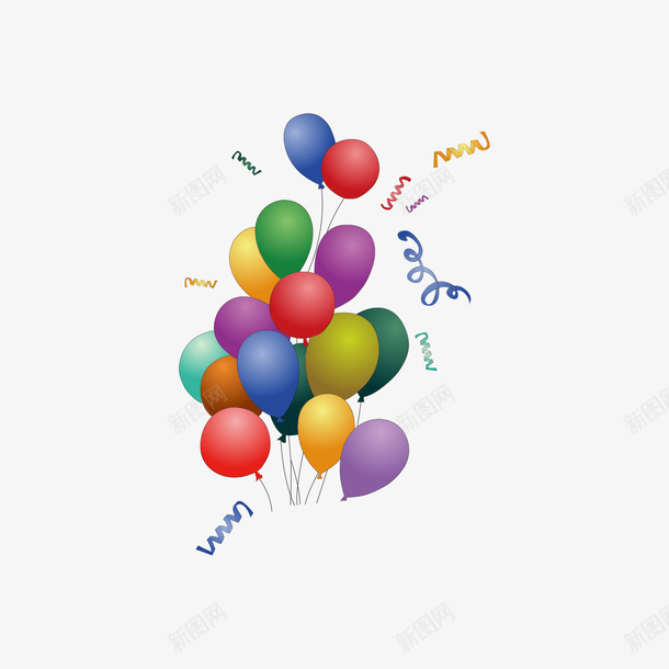 一串漂浮的气球矢量图ai免抠素材_88icon https://88icon.com 一串 彩色 气球 漂浮 矢量图