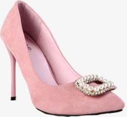 粉色磨毛珍珠女鞋素材