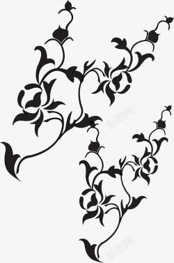 黑色树叶花朵海报素材
