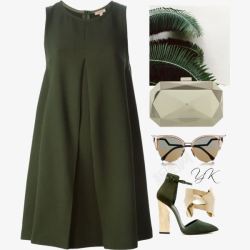 绿色连衣裙和高跟鞋素材